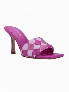 Marc Fisher Darasa Pink Woven Square Toe Slip-on Heeled Sandal Size 7.5
